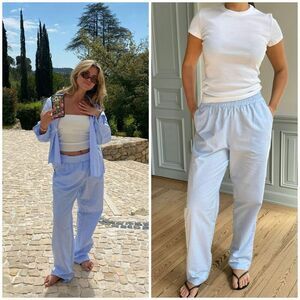 Djerf Avenue Light Blue Straight Leg Pants